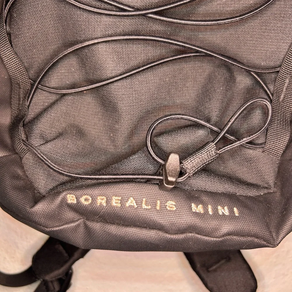 The North Face Black Mini Borealis Backpack with Rose Gold accents - Picture 2 of 3